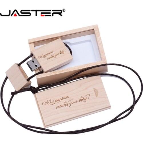 JASTER hot selling Square rope wooden USB + BOX (free custom logo) USB 2.0 pen drive 4GB 8GB 16GB 32GB 64GB USB flash drive