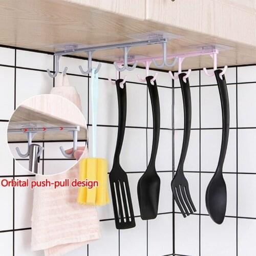 Kitchen Cabinet Storage Hook Kitchen Storage Towel Rack Tableware Shelves Cup Holder Multifunctional Wardrobe Hooks Organizer