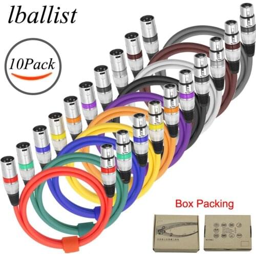 Lballist XLR Cable Male to Female Audio Cable Foil Braided Shielded For Microphone Mixer Amplifier Stage Light 10Pack