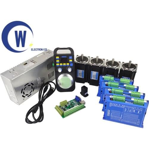 MACH3 cnc kit 5-axis motion control card JMC2dm556 nema23 3NM stepper motor digital display wireless handwheel MPG DC24V 10A