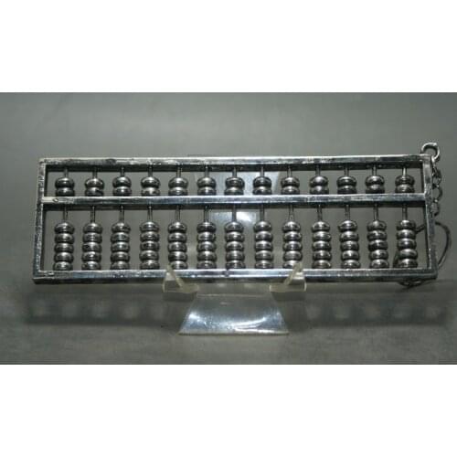 Fino chino antiguo tibetano plata tallado viejo tipo Abacus clásico productos hechos a mano colgante