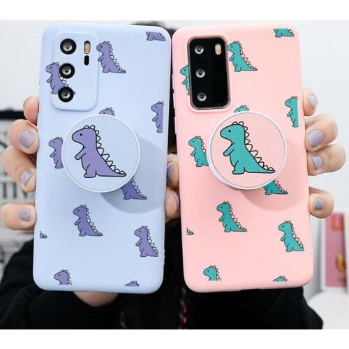 Cute Dinosaur Case For Huawei P30 P20 P10 P40 Mate 30 20 10 Lite E Pro Plus Y6 Y7 Y9 P Smart Z 2019 2020 2021 Stand Holder Funda