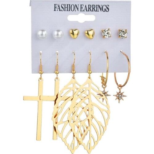 YADA gold Big Cross Jesus Christ Earring Set Statement Crystal Leaf Earring For Women Jewelry Exaggeration Earrings ER200018