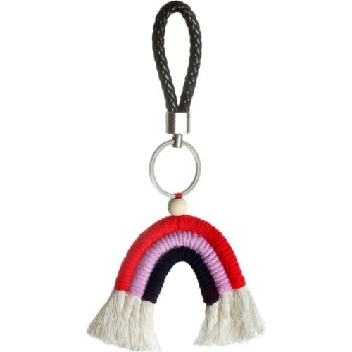 Nordic Rainbow Pendant Cotton Handmade Woven Tassel Wall Hanging Ornaments For Key Home Kids Room Car Accessories Interior Decor