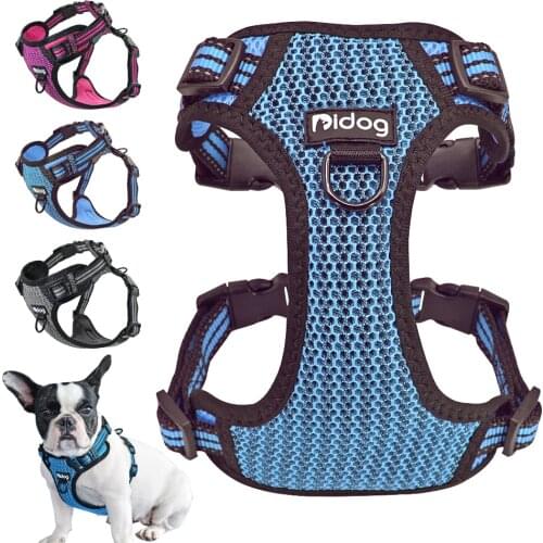 Nylon Dog Harness Reflective Bull Dog Harness Step In No Pull Pet Pug Harnesses Adjustable for Small Medium Dogs Pitbull Puppy