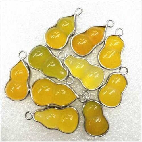 10pcs new gem stone pendants gourd shape calabash yellow color for bracelets making accessories free shipping