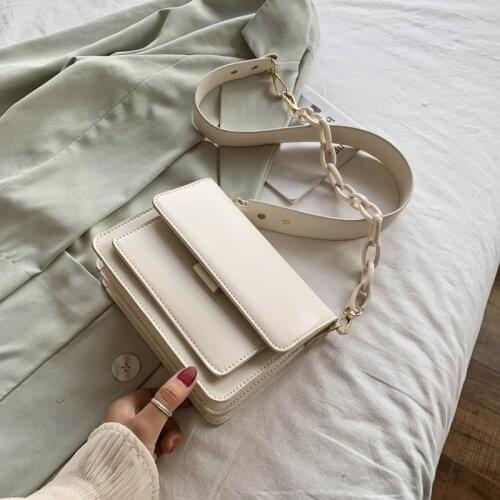 Casual Chain Design New Mini PU Leather Flap Bags for Women Summer Lady Shoulder Handbag Female Fashion Cross Body Bag