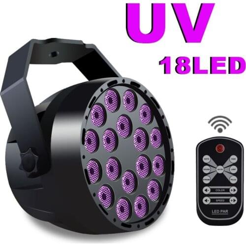 18 LEDs UV Stage Par light DMX 512 DJ Projector Machine 18W Master-slave Disco Light for Party Wedding KTV Club LED Stage Light