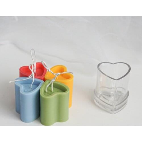 Diy Candle Mold Handmade Candle Making 3D Columnar Heart Shaped Plastic Acrylic Mold Resin Soap Cake Chocolate Making Tools