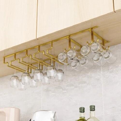Removable Under Bar Cabinet Kitchen Goblet Storage Rack Stemware Wine Glass Drying Rack Hanging Glass Cup Holder With Hooks