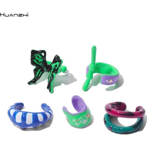 Trendy Hand-Painted Color Dripping Oil Ear Cuff Earrings No Piercing Butterfly Ear Bone Clip Women Girls Jewelry HUANZHI 2021