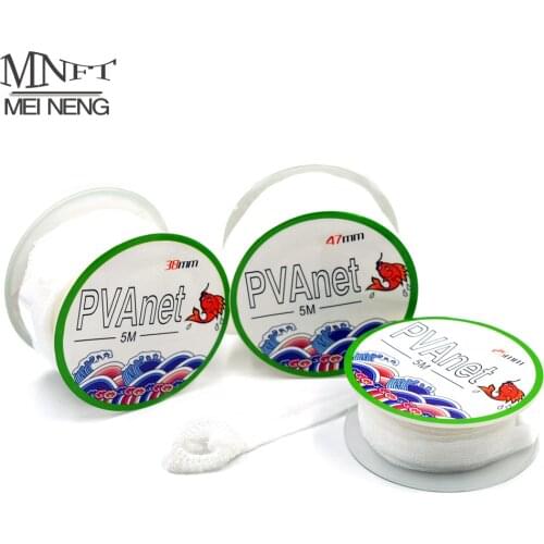 MNFT 5Pcs 5M PVA Mesh Refill 25/38/47mm Wide Carp Fishing Bait Bags Stocking Boilies Pellet Throwing Bag