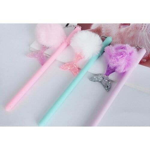 Ball Top Mermaid Style Gel Pen Cute Cartoon Stationery Prize Kawaii Office Writing Student Pen Needle Pen Black Ink 0.5mm 36pc