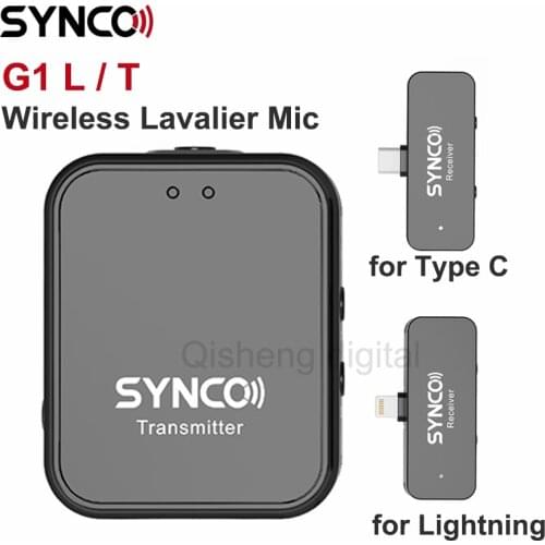 SYNCO G1 T/L Wireless Lavalier Microphone System For Type C Lightning iPhone Smartphone Microphone Video Recording Live Stream