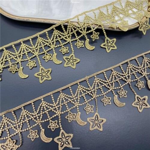 20Yard Star Lace Childrens Clothing Accessories Unilateral Barcode Star Moon Hanger Accessories Gold Line Lace Trims