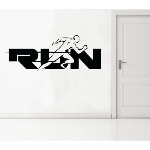 Creative Run Word Wall Stickers Jogging Running Sport Wall Decals Gym Interior Decoration Window Door Vinyl Art Murals Wallpaper