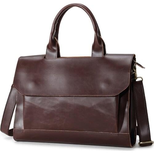 Vintage Briefcase Men Bag Laptop Handbag Luxury Designer Mens Shoulder Messenger Bags Leather Hand Tote Bag Computer Sac A Main