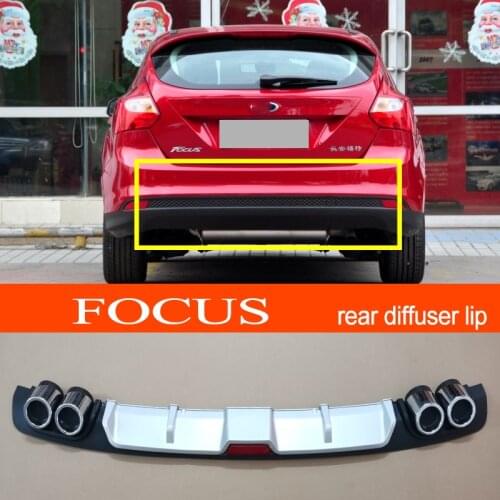 Focus 12-18 ABS Plastic Silver / Black Car Rear Bumper Rear Diffuser Spoiler Lip for Ford Focus 2012-2018 Hatchback
