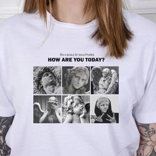 Women Vintage Fashion Sculptures Print Funny Meme T-Shirt Summer Casual Cute Aesthetic Tee Street Style Art Shirt Grunge Clothes