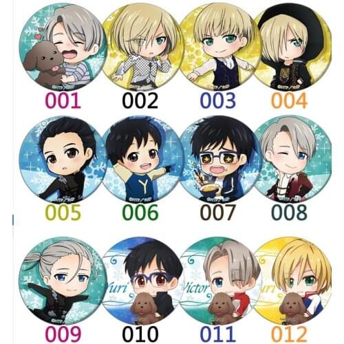 1pcs 58MM Anime Yuri on Ice Plisetsky Victor Badge Pin Brooch Icons Badge Backpack