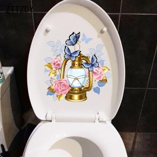 ZTTZDY 23CM×23.6CM Kerosene Lamp Rose Home Decoration Wall Stickers Toilet WC Accessories T2-0888