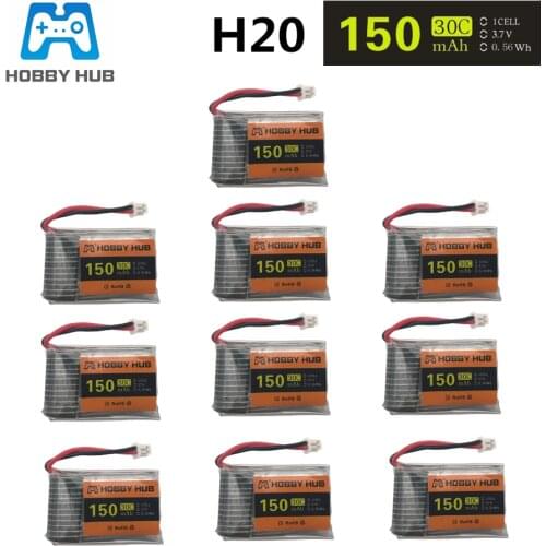 10pcs Hobby Hub 3.7V 150mAh 30C For JJRC H20 RC Quadcopter Parts 3.7V Lipo Battery 150mAH with 1.25mm Plug