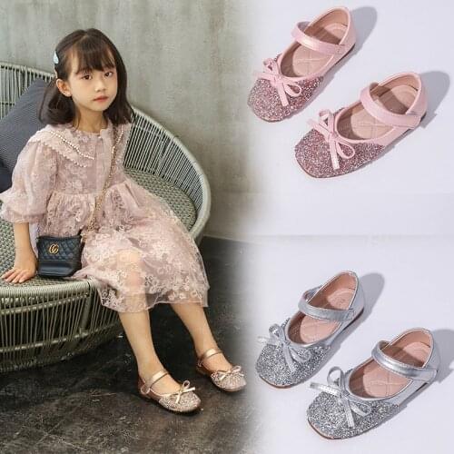2021New Kids Shoes Girls Princess Shoes for Wedding Party Dance Performance Rhinestone Crystal Shoes pink silver gold 2 3 4-12T