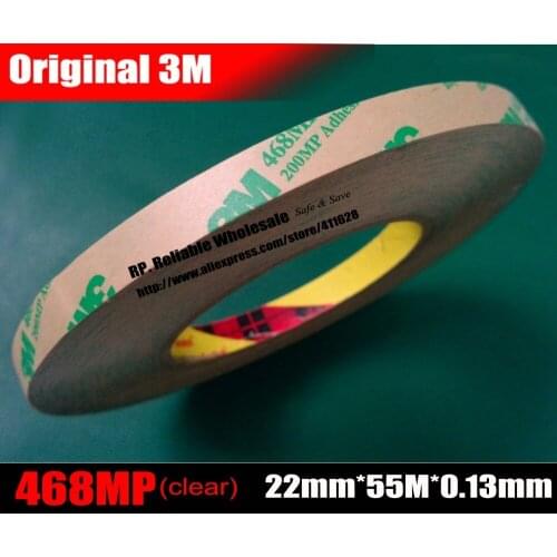 22mm*55M*0.13mm) 3M 468MP 200MP Adhesive, 2 Sides Sticky Tape, for Laptop Rubber Foam Gasket Pad Adhesive, PCB Bonding