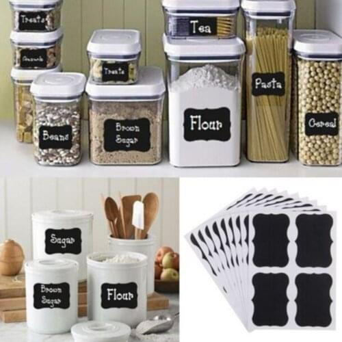 36pcs Black stickers label for use on candy jam jars can snack nut storage box container write with chalk 49 x 34mm