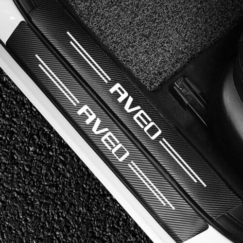 4PCS For Chevrolet AVEO T200 T250 T300 2011 2012 2013 2014 2015 2016 2017 2018 Car Door Sill Scuff Plate Carbon Fiber Stickers