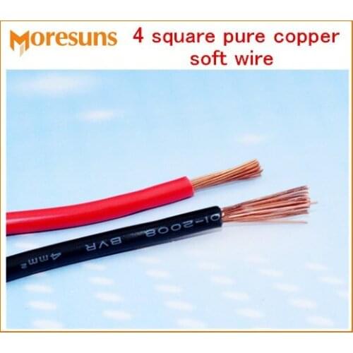 Free Ship 5M/lot 4 square pure copper soft wire BVR multicore copper core PVC insulated wires