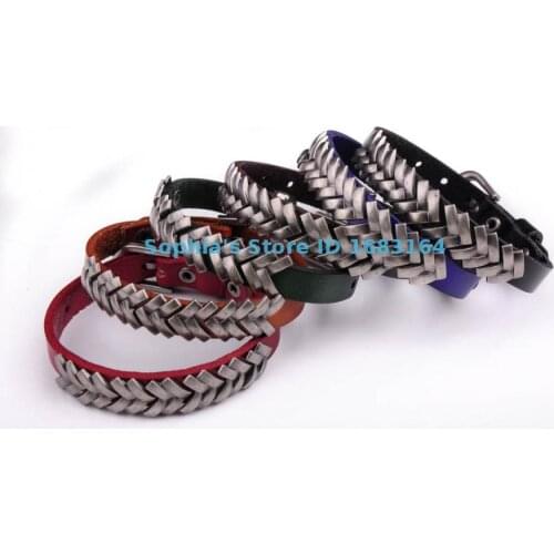 BL39 Red Rock Punk Unisex Women Men Wristband Metal Studded Leather Bracelet New