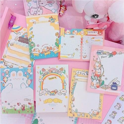50pcs Sheets Kawaii Stationery Rabbit Memo Pad Girl Daily DIY Notepad Sticky Notes Escolar Papelaria Korean School Supply