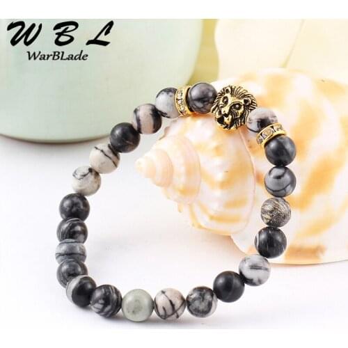 WBL Natural Stone Turquoises Beads Bracelet Mens Lion Head Buddha Bracelets Bangles Woman Handmade Pulseira Jewelry Vintage