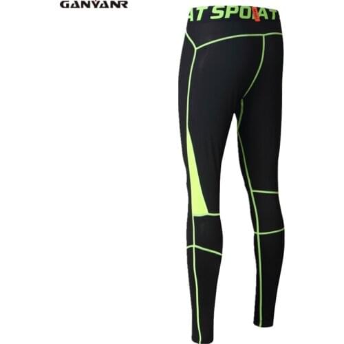 GANYANR Brand Running Tights Men Sports Compression Long Pants Fitness Leggings Spandex Yoga Jogging Soccer Training Trousers