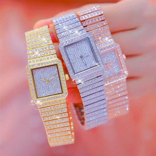 Bs Brand Square Watch Quartz Ladies Gold Wrist Watches Diamond Stainless Steel Golden Women Wristwatch Montre Femme 2021