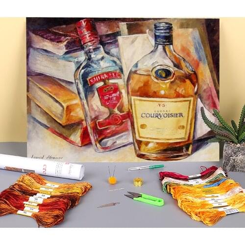 Courvoisier Printed Fabric 11CT Cross Stitch DIY Embroidery Set DMC Threads Hobby Handicraft Handiwork Painting Package Decor
