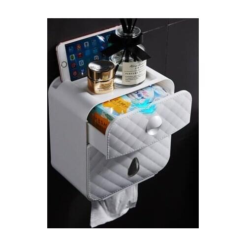 Toilet Roll Holder Double Waterproof Tissue Storage Box Wall Mounted Roll Paper Dispenser Home Bathroom Accessories