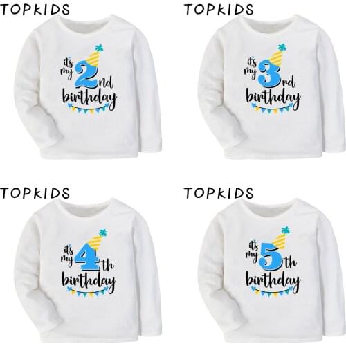 2021 Boys Its My 1 2 4 5 6 7 8 9th Birthday Print Cartoon T shirt Kids Long Sleeve T-shirt Children Funny Gift Clothes,LKP2432