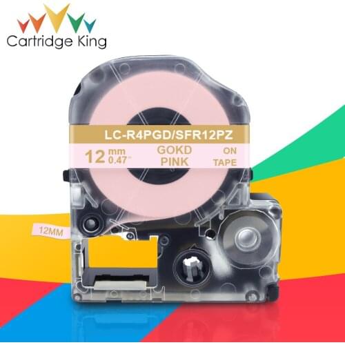 For Epson Satin Ribbon Tape 12mm Gold on Pink SFR12PZ LK-4PKK use for Gift Satin Label Ribbon work for Epson LW-300 Label Maker