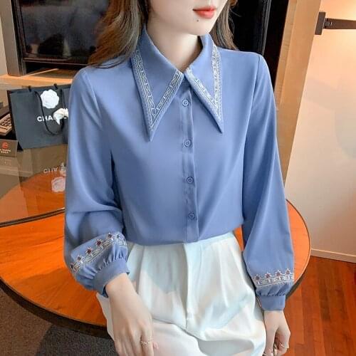 GUUZYUVIZ Women's Shirts With Embroidery