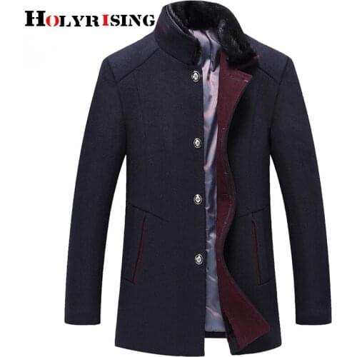 Holyrising wool coat Winter Coat Men Thick Windbreaker Woolen Overcoat Casaco Masculino Palto Jaket Peacoat 5XL Jacket 18897-5