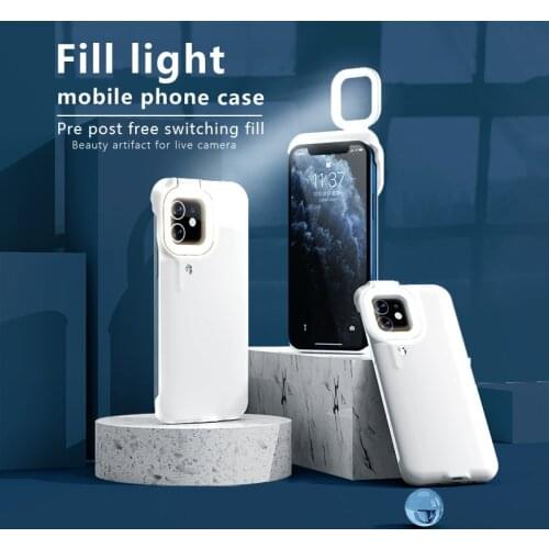 Ring Light Flash LED Selfie Flashlight Phone Case For Huawei P40 Pro Mate 40 Mate30 Pro P30 Pro Fill Light Shockproof Back Cover
