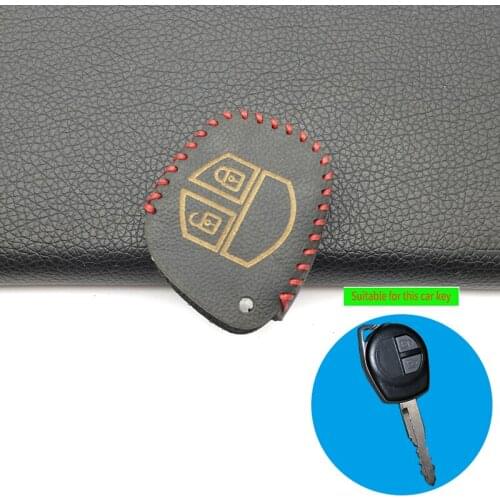 100% Leather Key Case Cover For Suzuki SX4 SWIFT LIANA VITARA JIMNY ALTO IGNIS ESTEEM 2 Buttons Remote Holder FOB Skin Cover
