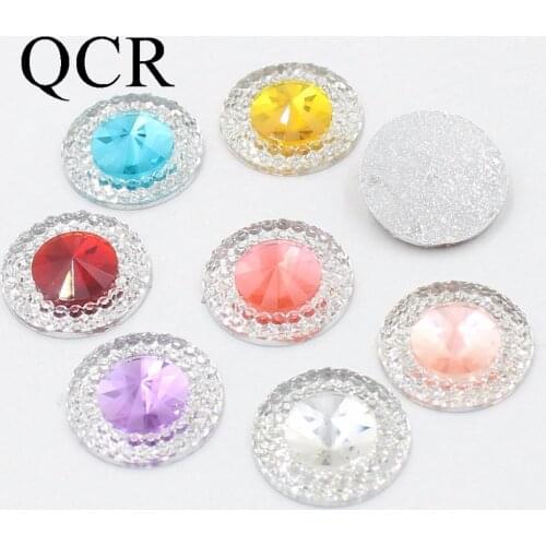 2018 New 12mm 14mm Flatback Double Rhinestone Resin Round Stone Beads Flatback Resin Rhinestone For Jewelry Making