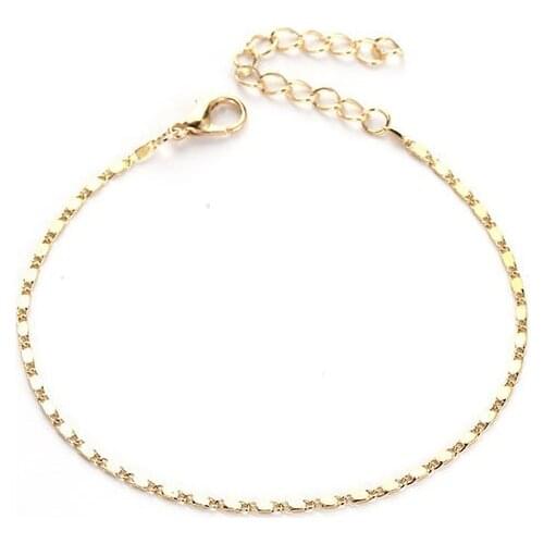 Metallic Thin Chain Simple Style Silver Plated Golden Adjustable Anklets For Women