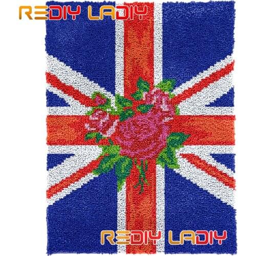 Latch Hook Rug Kits England Roses Plush Wall Tapestry DIY Carpet Rug Thick Yarn Arts Cushion Crochet Floor Mat Home Decor Gifts