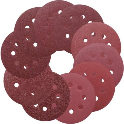 125mm 5" Hook Loop Sanding Discs 8 Hole Sandpaper Pads Set 40Grit-2000Grit Sander Disc Abrasive Polishing Tools