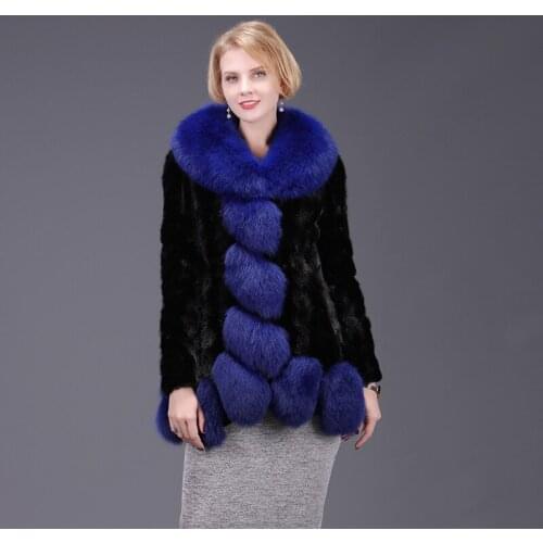 2020 new real mink fur fox fur coat jacket high quality with fur color women natural fur coat thick warm street style