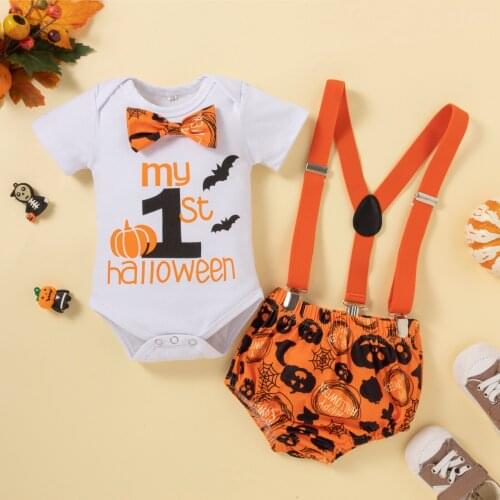 Baby Boy Clothes My First Halloween Baby Costume Boys 1st Gentleman Tie Romper PP Shorts 2Pcs Toddler Baby Clothing Boys Outfits